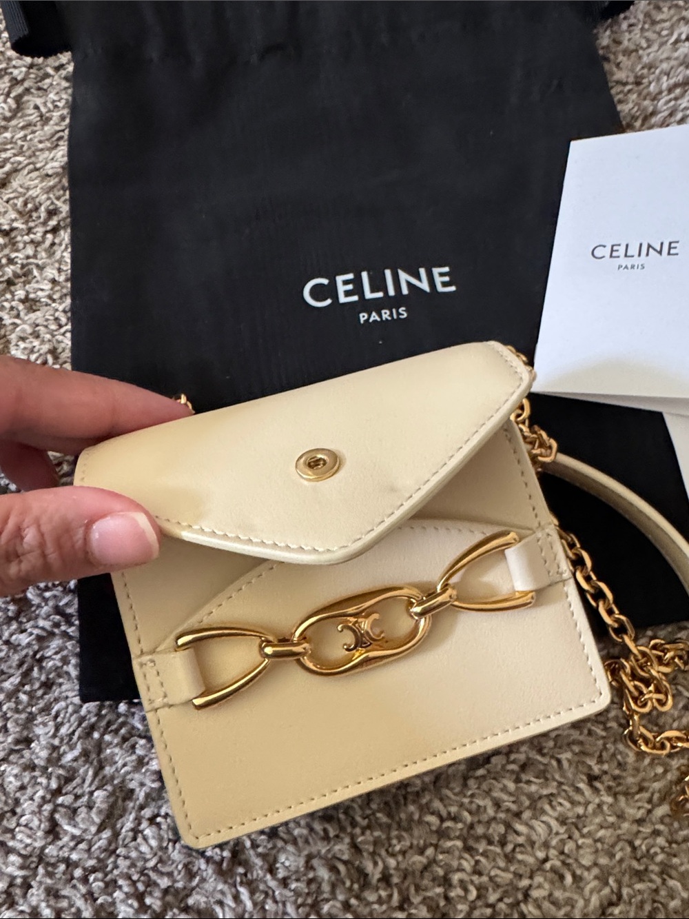 New Celine Card Case Holder on Chain Leather Limited Edition - Picture 7 of 10